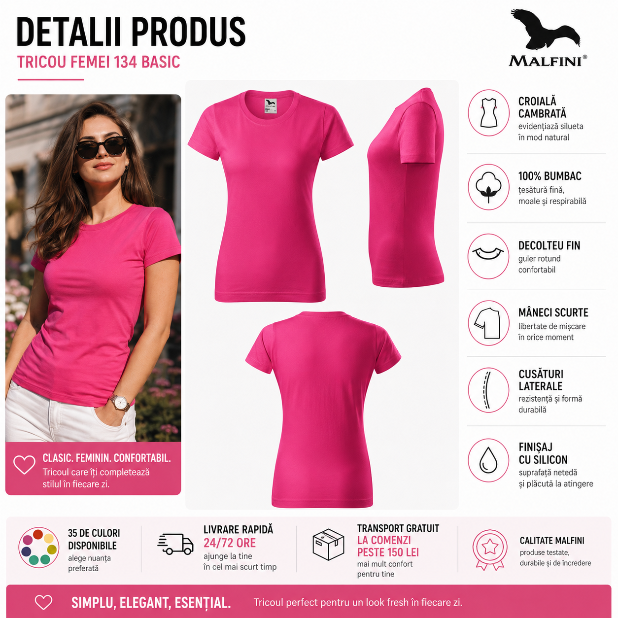 Detalii tricou dama bumbac
